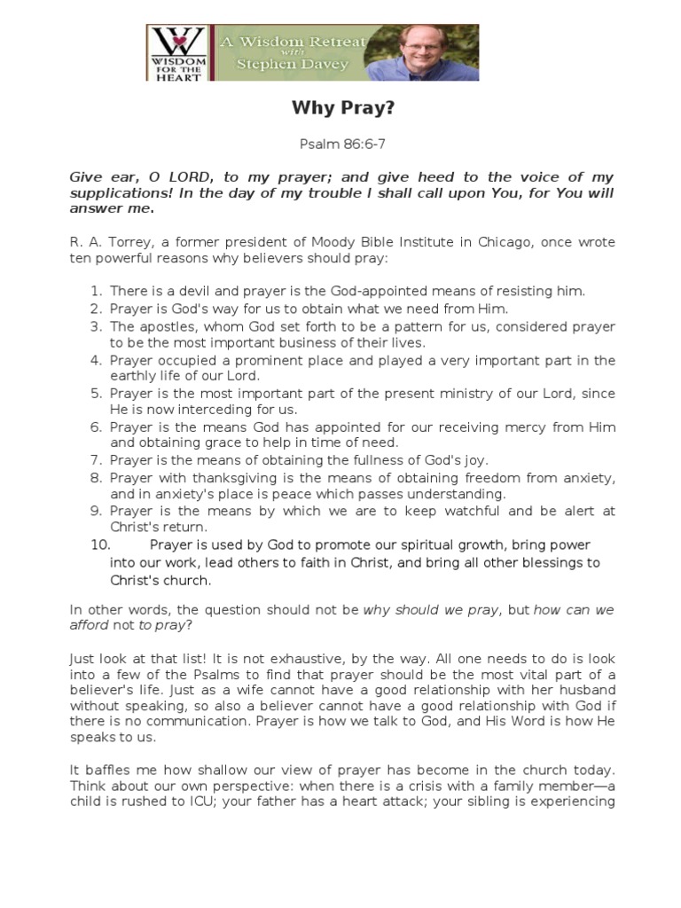 The Vital Importance of Prayer | PDF | Prayer | Jesus