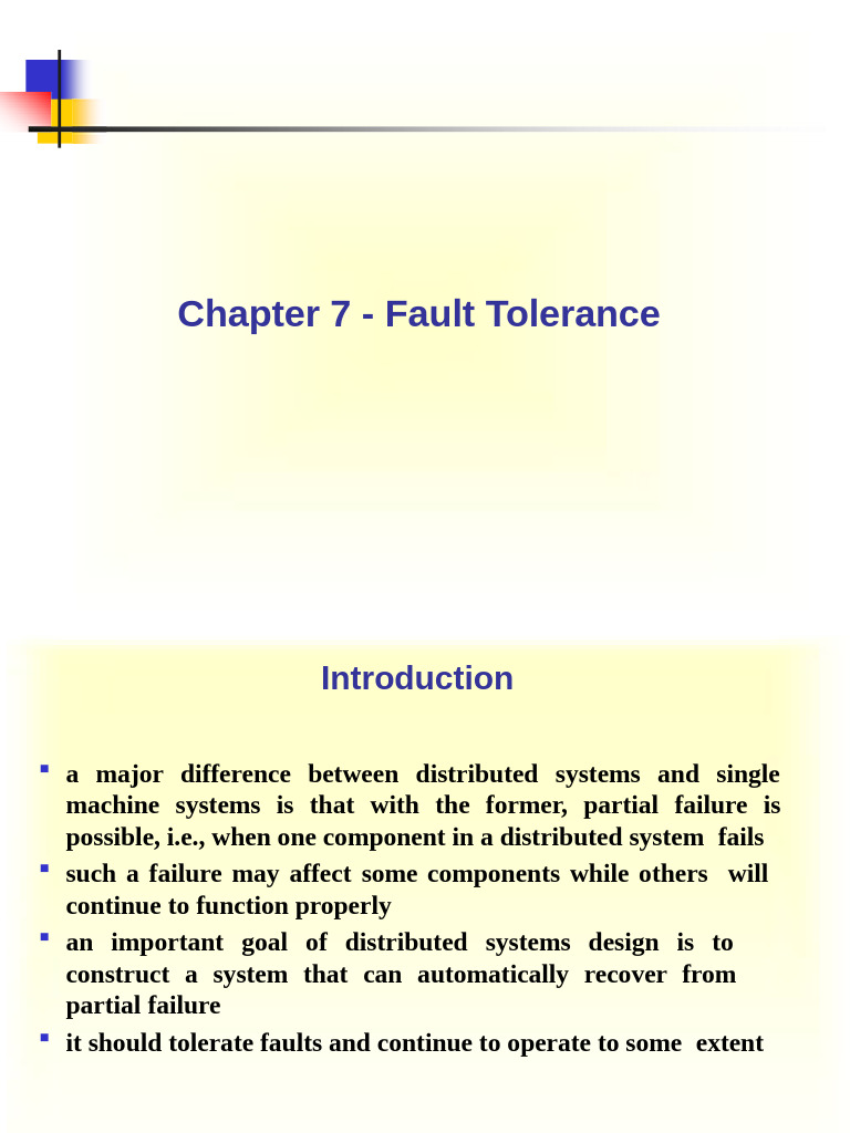 Fault Tolerance in Distributed Systems | PDF | Transmission Control ...