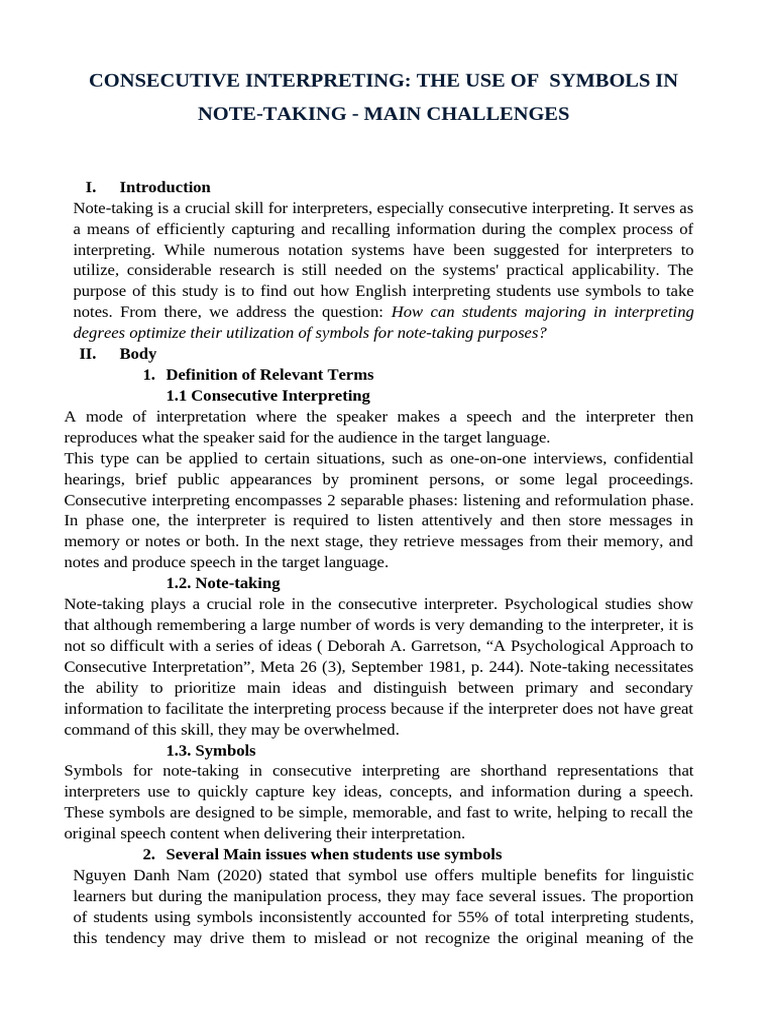 Symbols for Effective Note-Taking in Interpreting | PDF | Language ...