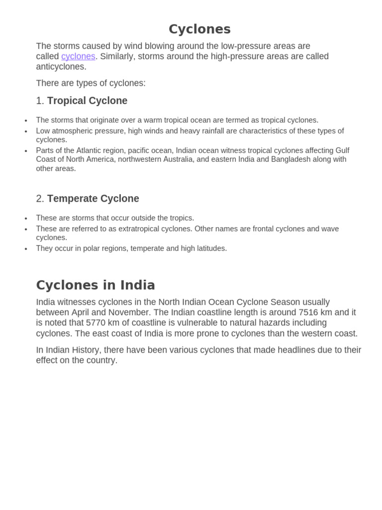 Understanding Cyclones and Management in India | PDF | Tropical ...