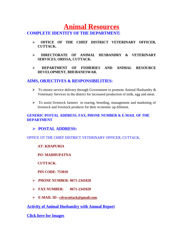 Animal Resources in Cuttack District | PDF