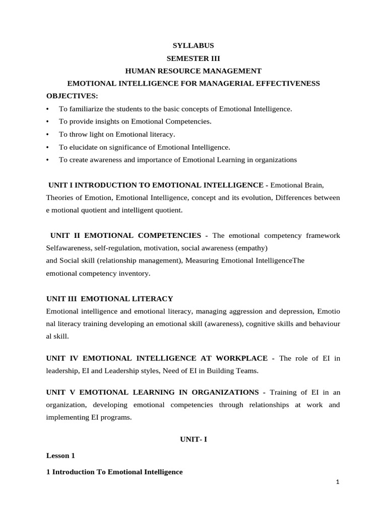 Emotional Intelligence in HR Management | PDF | Emotional Intelligence ...