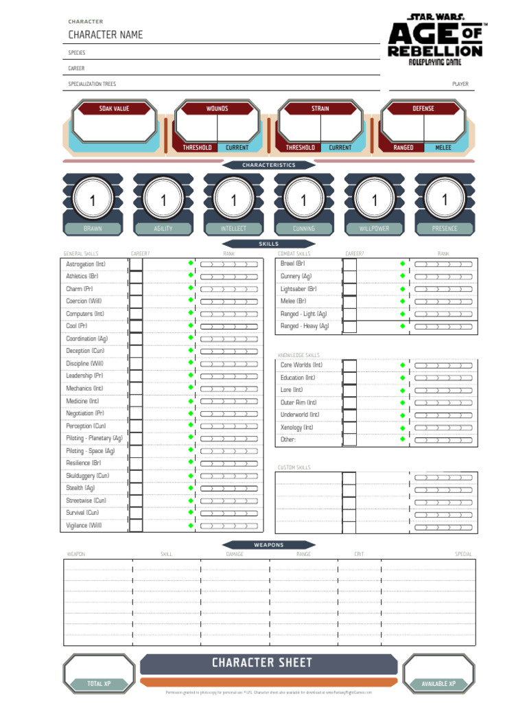 AoR - Fillable Sheet - Non Force User - Printer Friendly | PDF | Gaming ...