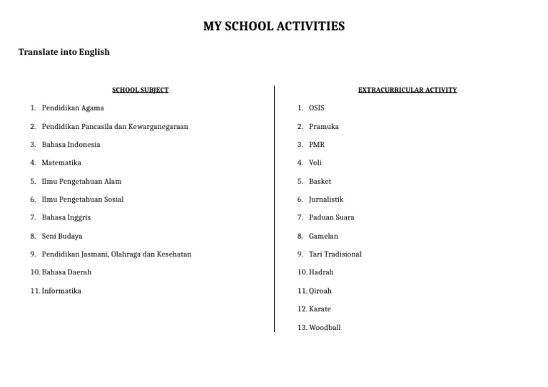 School Activities Overview | PDF