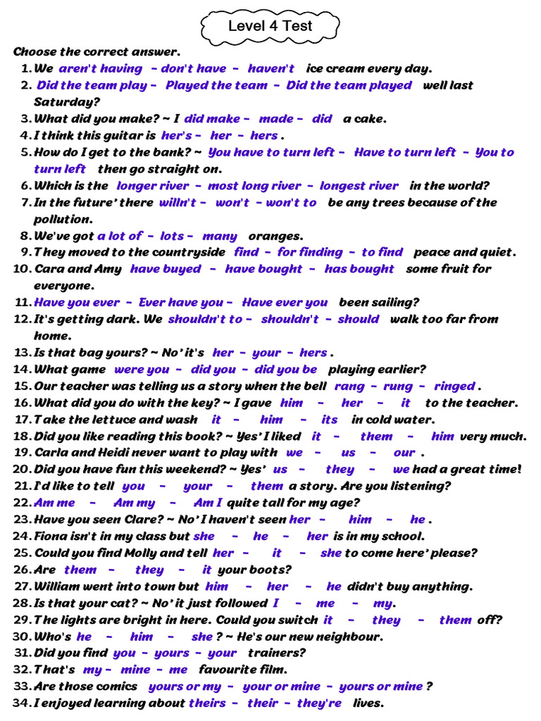 Level 4 Test | PDF