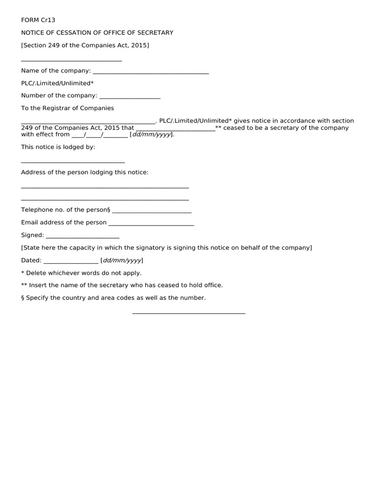 Cr-j71yg9b2-Notice of Cessation of Office of Secretary | PDF