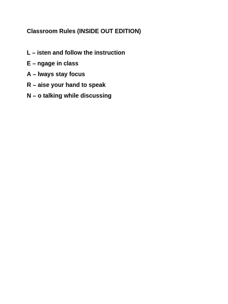 Classroom Rules | PDF