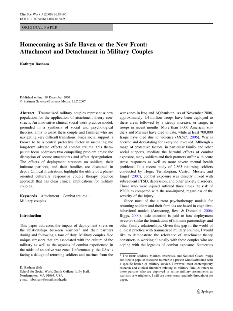 Attachment in Military Couples | PDF | Attachment Theory ...