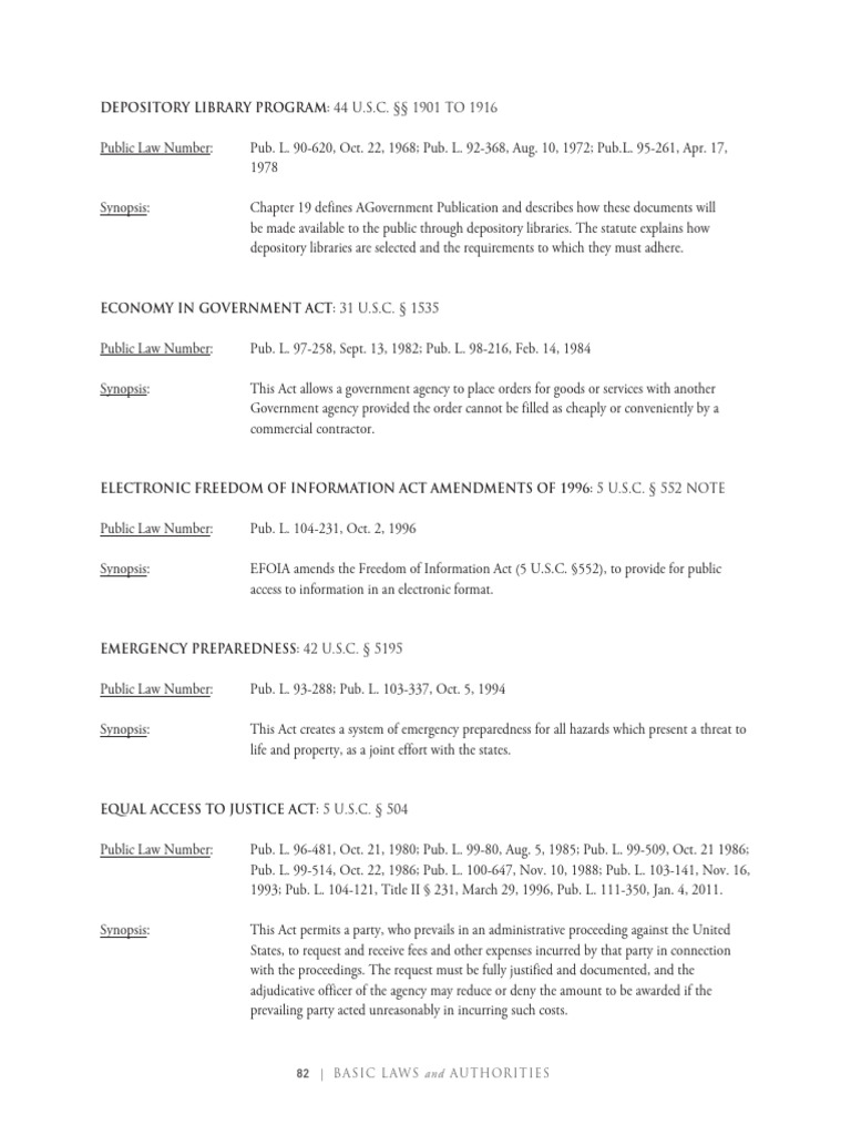 Key U.S. Government Laws Overview | PDF