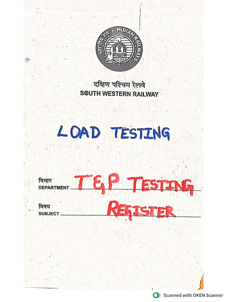 Load Testing of T&P Testing Register of Bay RDG Register | PDF