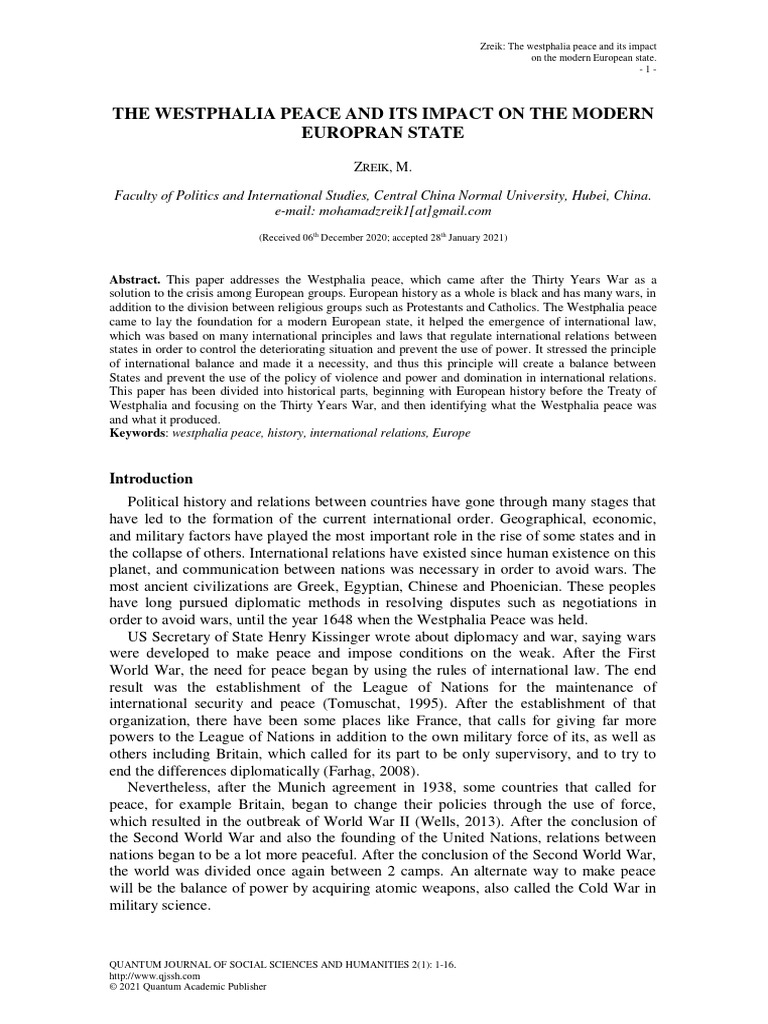 The Westphalia Peace and Its Impact On T 2457df08 | PDF | Holy Roman ...