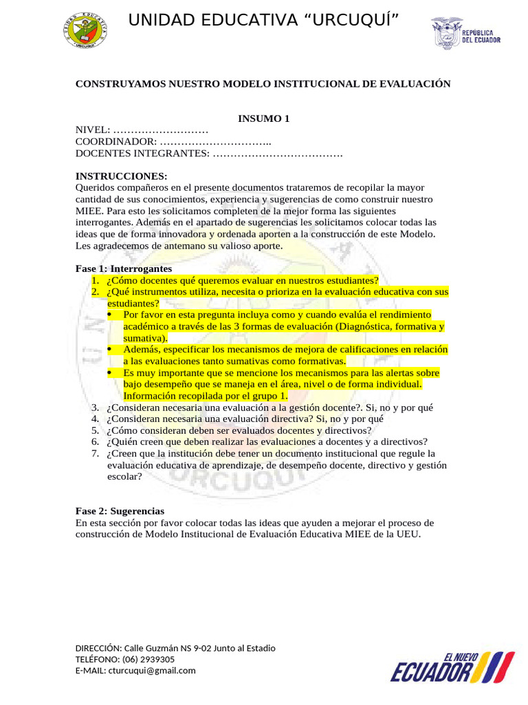 Modelo Institucional de Evaluación Educativa | PDF