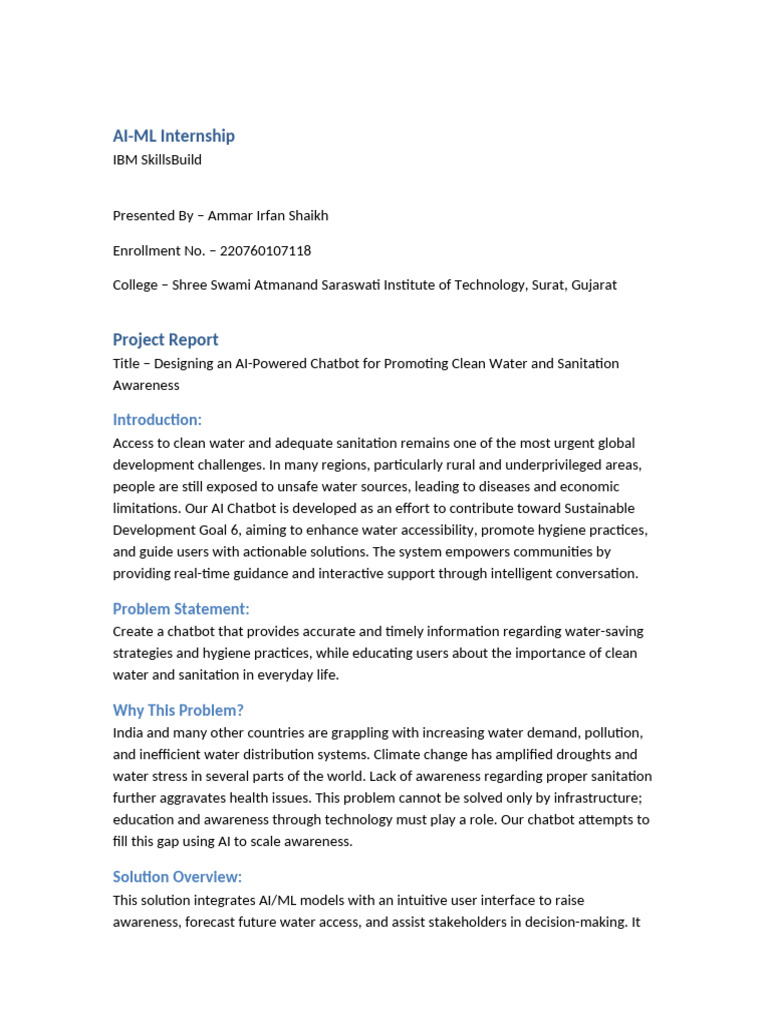 Ammar AI Chatbot Report Detailed | PDF | Artificial Intelligence ...