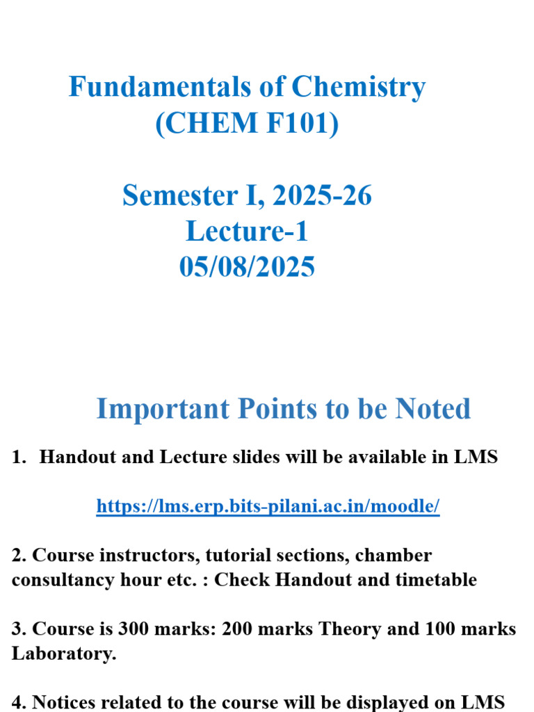 Fundamentals of Chemistry Course Overview | PDF | Wave Function ...