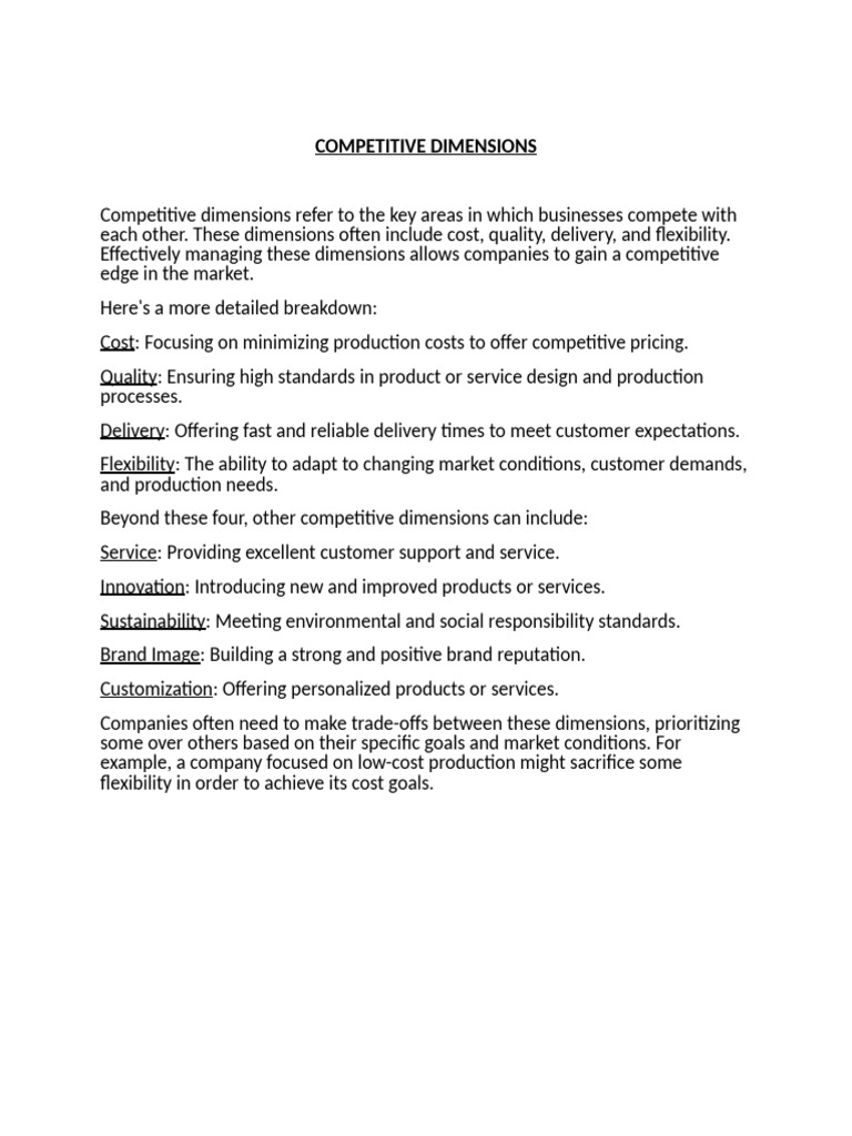 Competitive Dimensions in Business Strategy | PDF