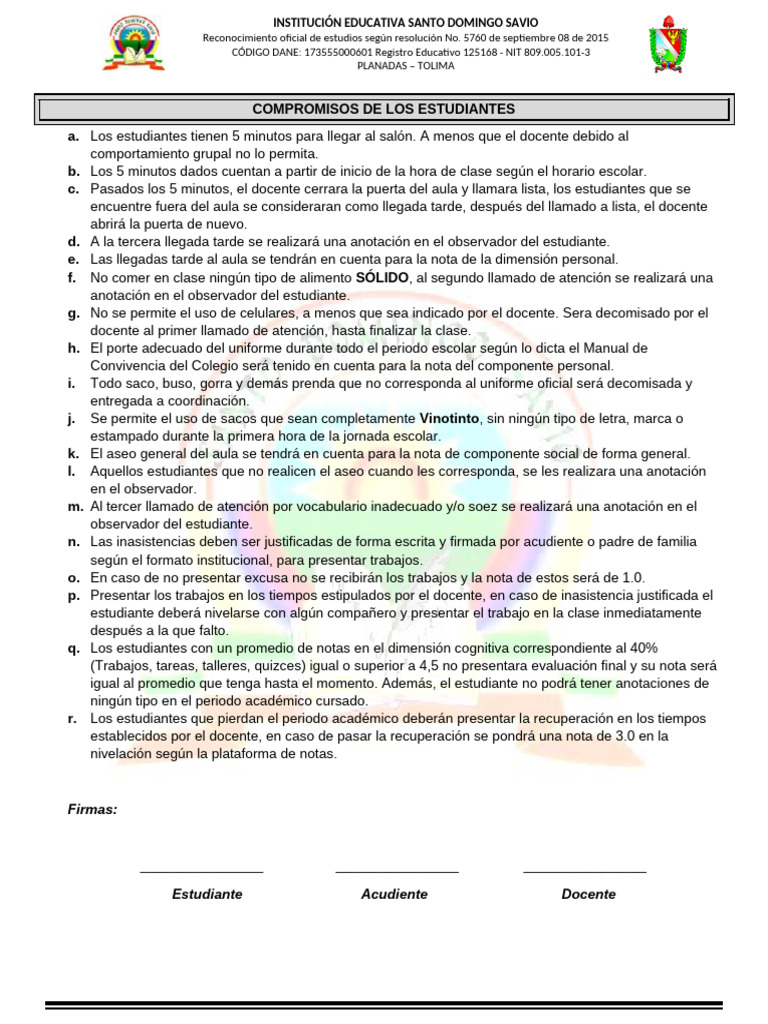 Compromisos de Los Estudiantes A. B. C | PDF | Aprendizaje