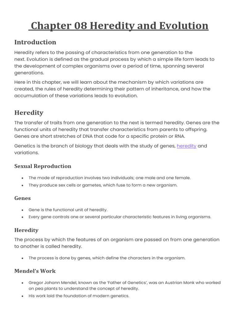 Heredity and Evolution Explained | PDF | Heredity | Genetics