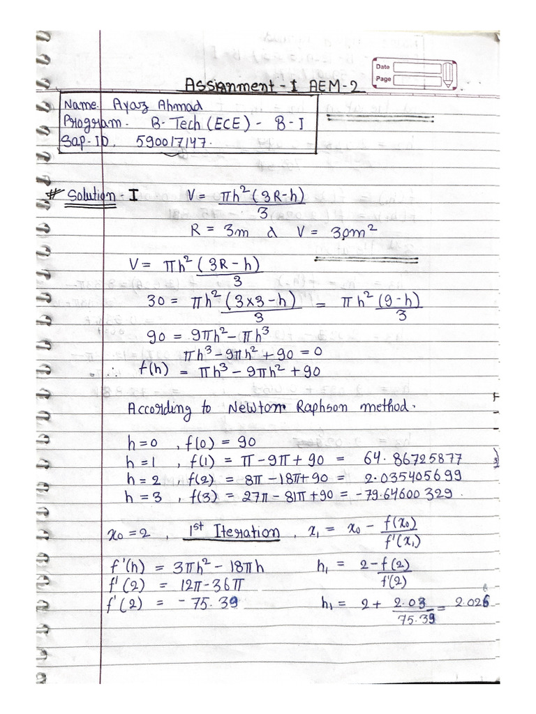 Newton-Raphson Method Solutions | PDF