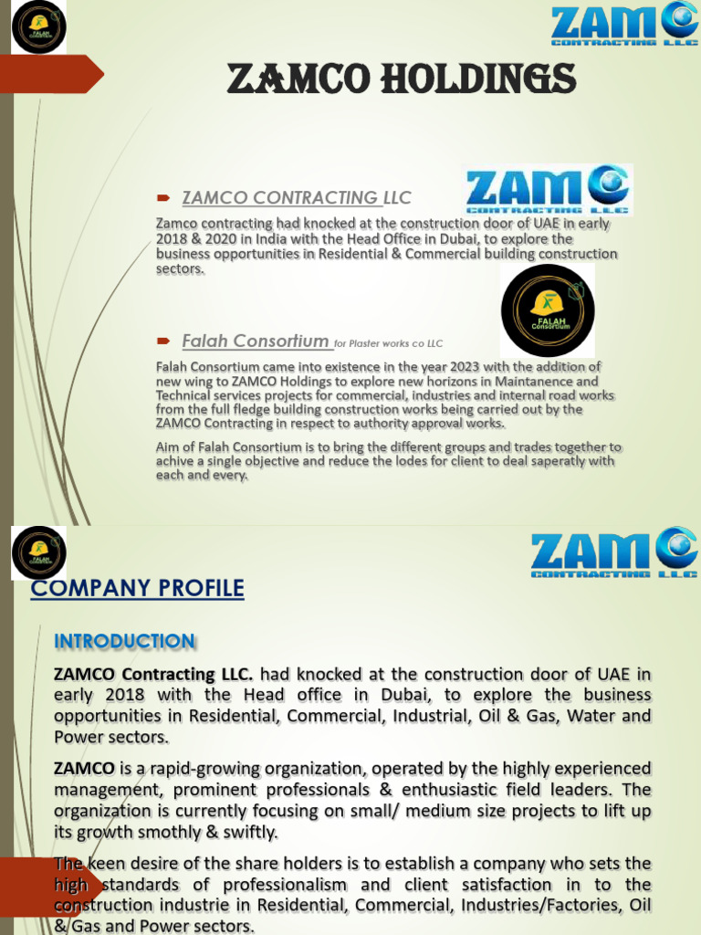Zamco Contracting and Services Overview | PDF | Economies | Business