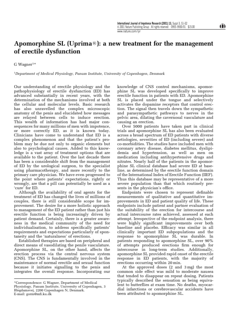 Apomorphine SL: A New ED Treatment | PDF | Erectile Dysfunction ...