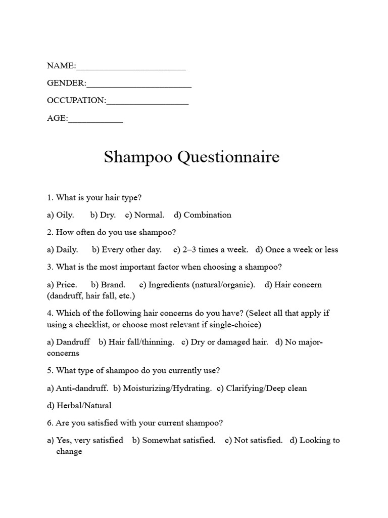 Shampoo Usage and Preference Survey | PDF