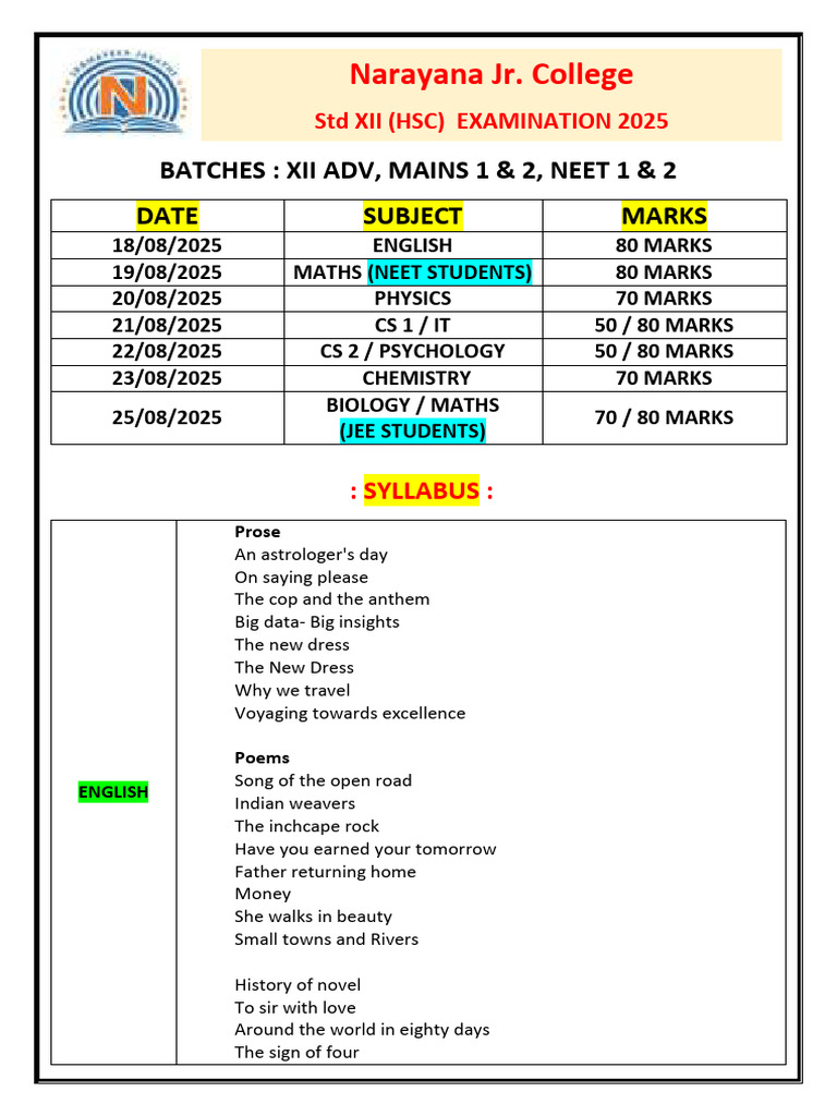 Xii Hsc Term 2 Exa m 2025 | PDF