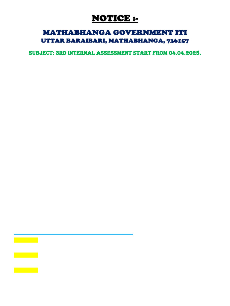 3rd Internal Notice | PDF