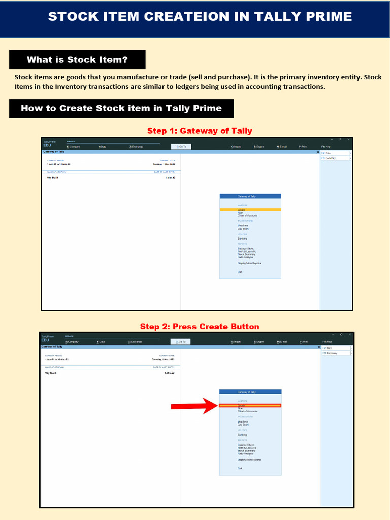 Creating Stock Items in Tally Prime | PDF | Mobile Computers | Mobile ...