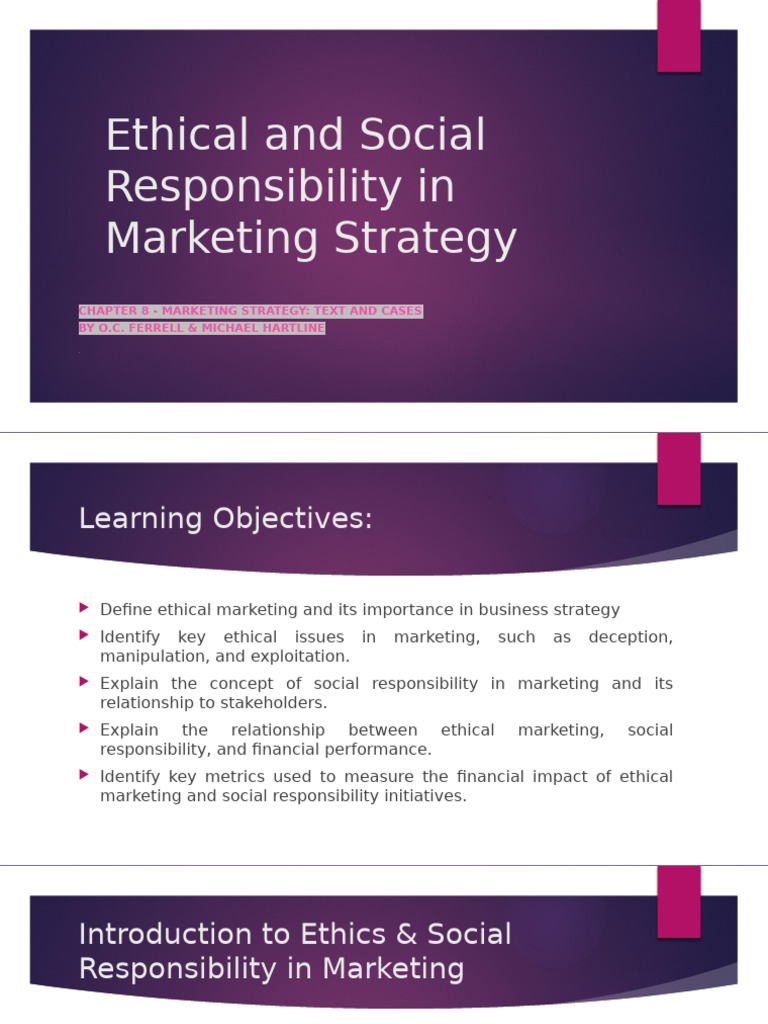 Chapter 8 - Ethics and Social Responsibility in Marketing Strategy ...