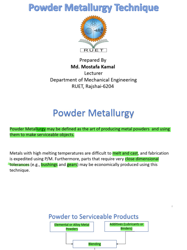 Powder Metallurgy Techniques Explained | PDF | Sintering | Metals