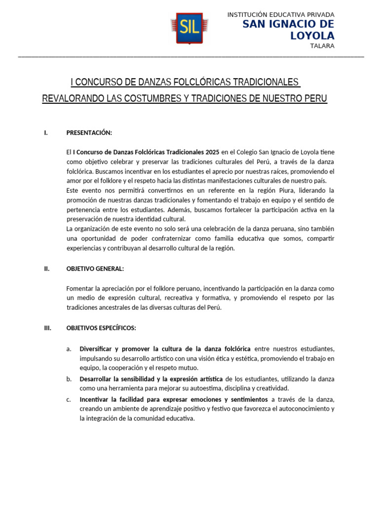 Concurso de Danzas Folclóricas 2025 | PDF | Folklore | Bailes