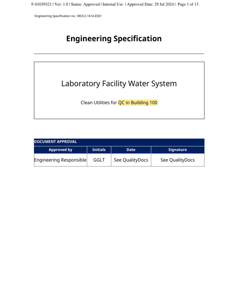 Laboratory Water System Specification | PDF | Programmable Logic ...