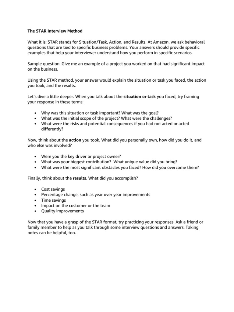 STAR Method for Interview Success | PDF