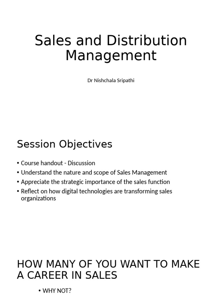 Sales and Distribution Management - 1 | PDF | Sales | Customer ...