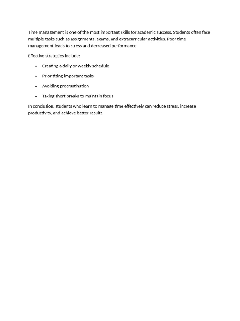 Effective Time Management for Students | PDF