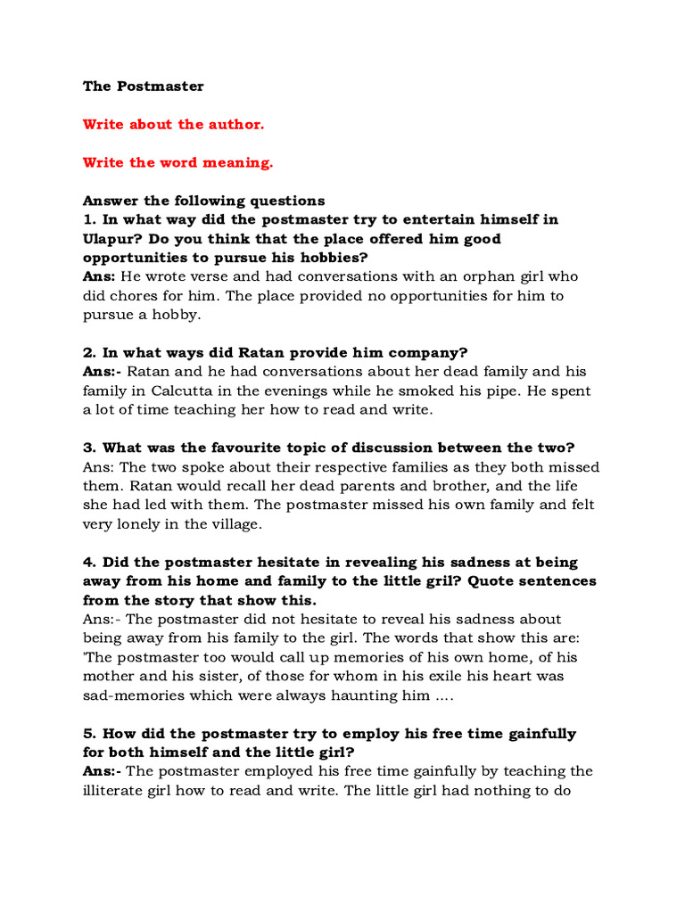 The Postmaster: Key Insights and Analysis | PDF