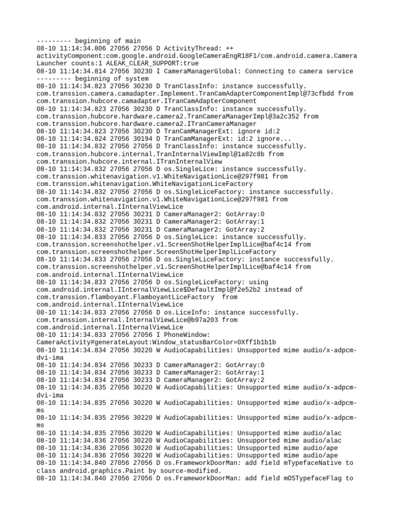 Camera Service Connection Log Details | PDF | Computing | Computer ...