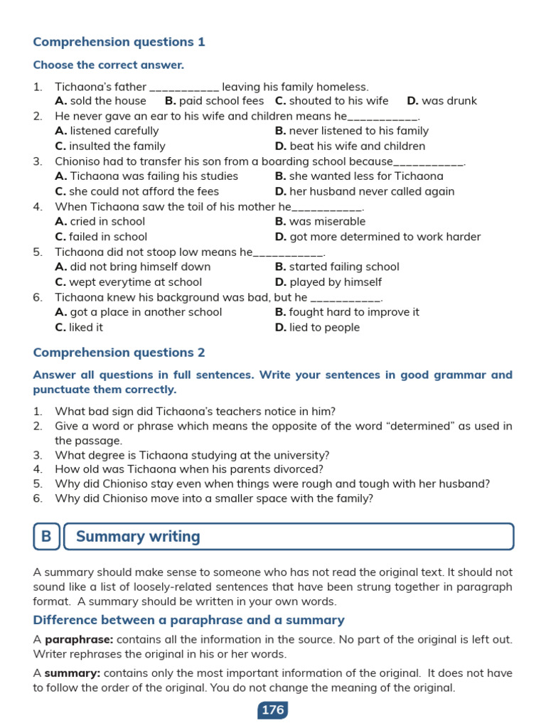Comprehension Questions and Summary Guide | PDF