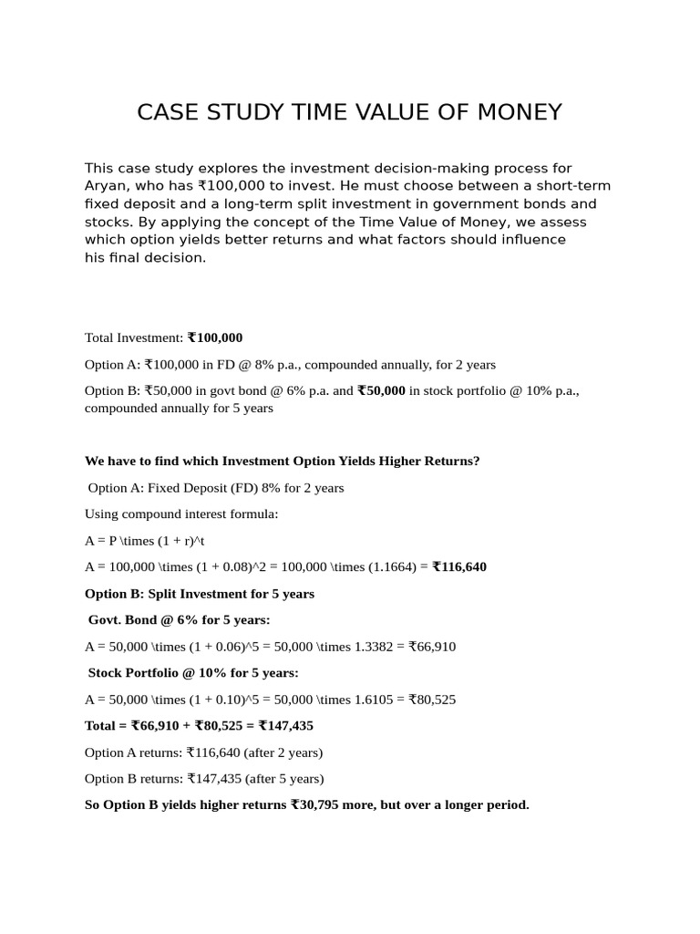 Investment Choices: Time Value Analysis | PDF | Financial Risk | Option ...
