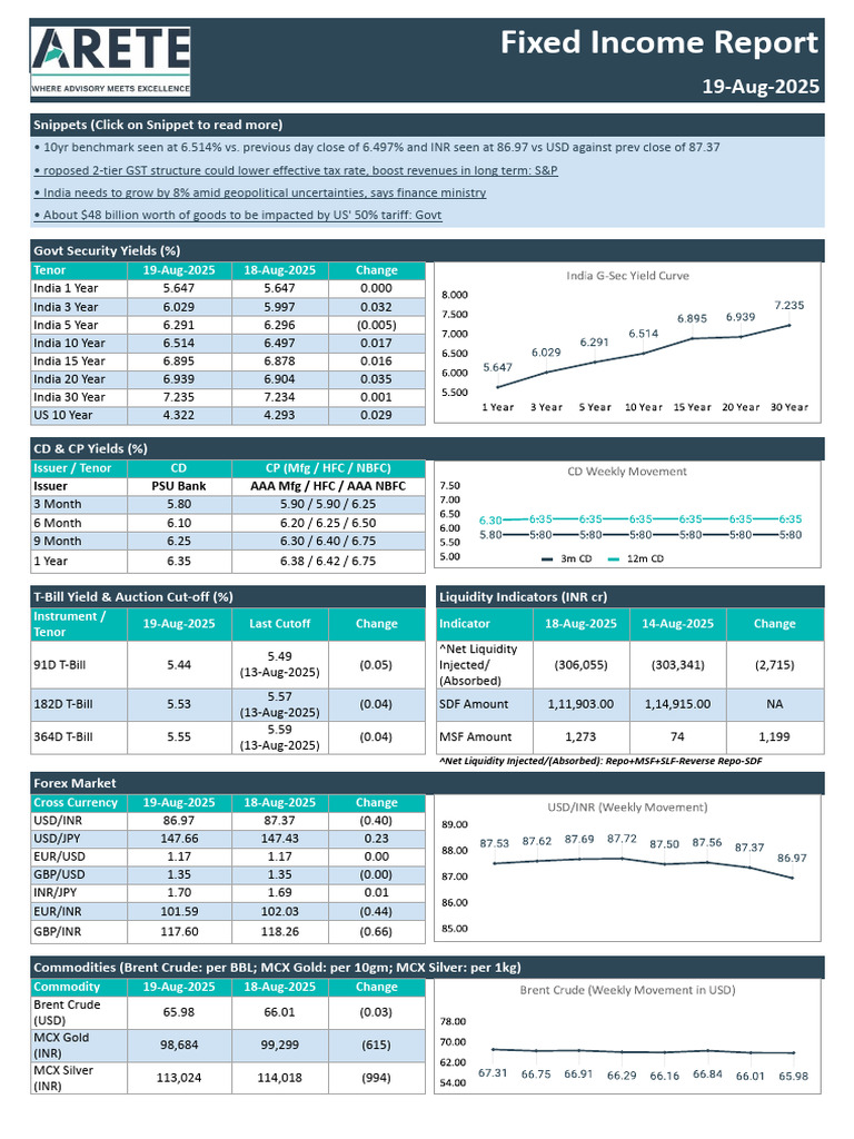 Fixed Income Market Update - Aug 2025 | PDF | Private Sector | Economies