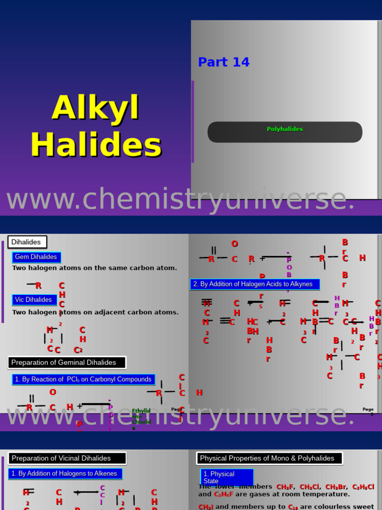Alkyl Halides Part 14 Polyhalides 3 | PDF | Chloroform | Solvent