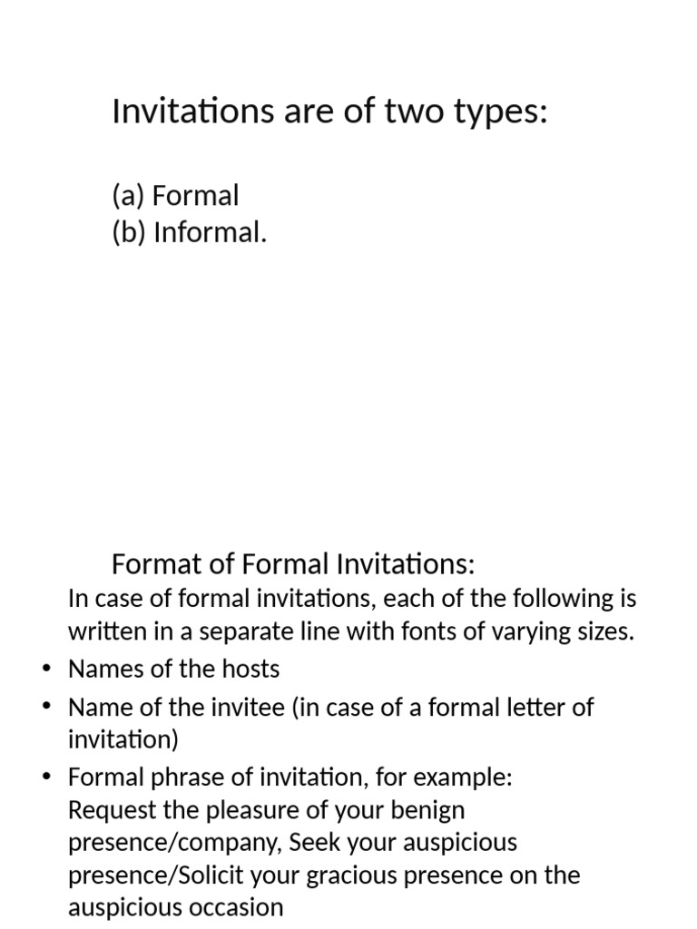 Types and Formats of Invitations | PDF