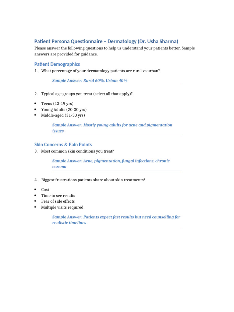 Dermatology Patient Persona Insights | PDF