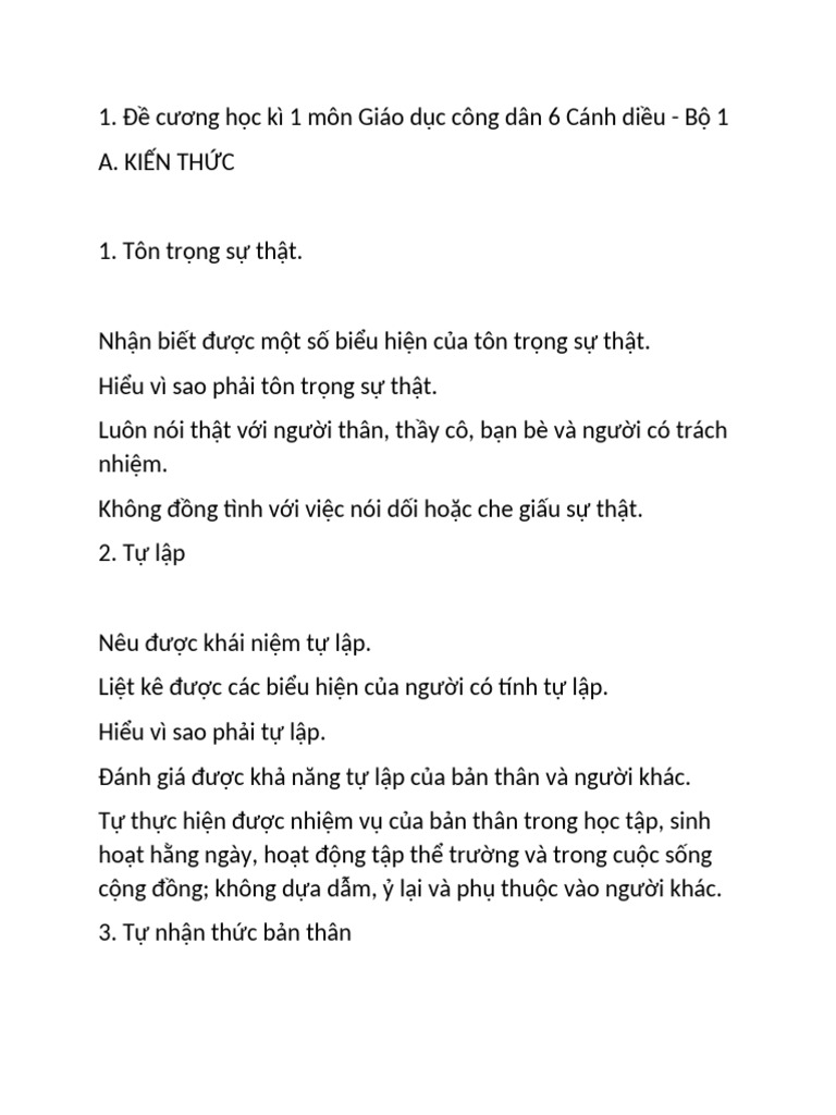 GDCD cuối kì 1 | PDF