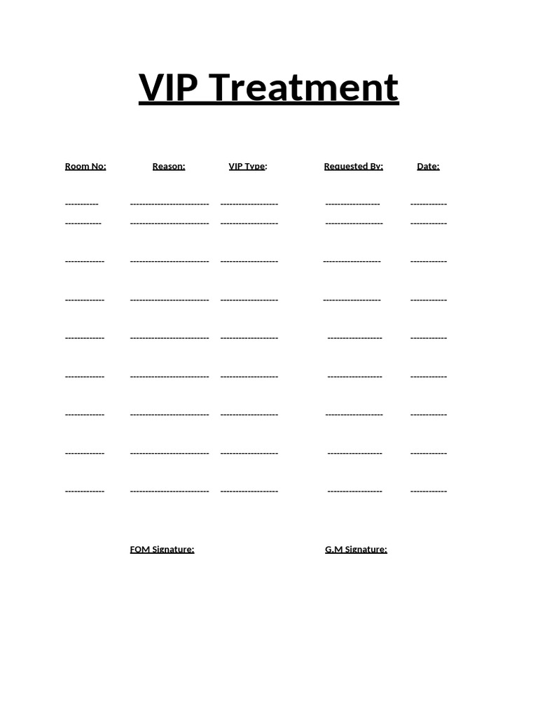 VIP Treatment Request Form | PDF