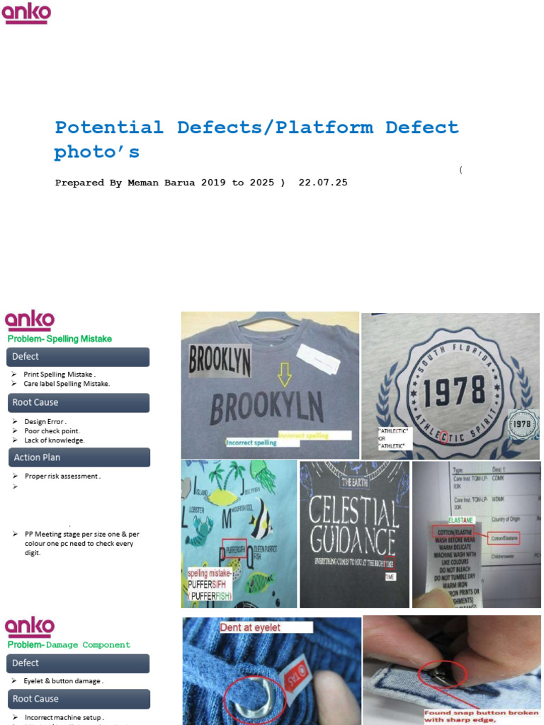 Defect Analysis and Action Plan Guide | PDF | Seam (Sewing) | Knitting