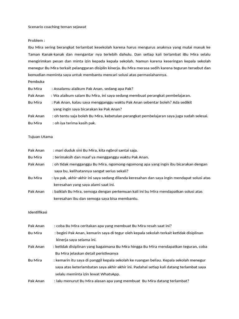 Coaching Pak Anan Coach Bu Mira Coachee | PDF