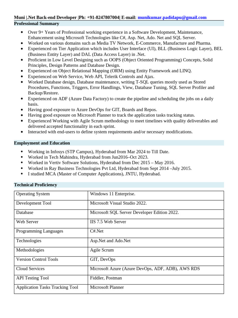Naukri Munikumarpadidapu (9y 0m) | PDF | Microsoft Sql Server | Databases