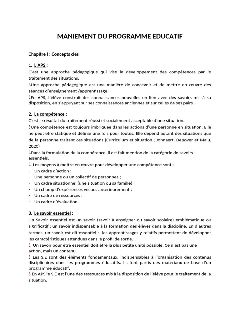 Concepts clés du programme éducatif | PDF | Enseignement | Pédagogie