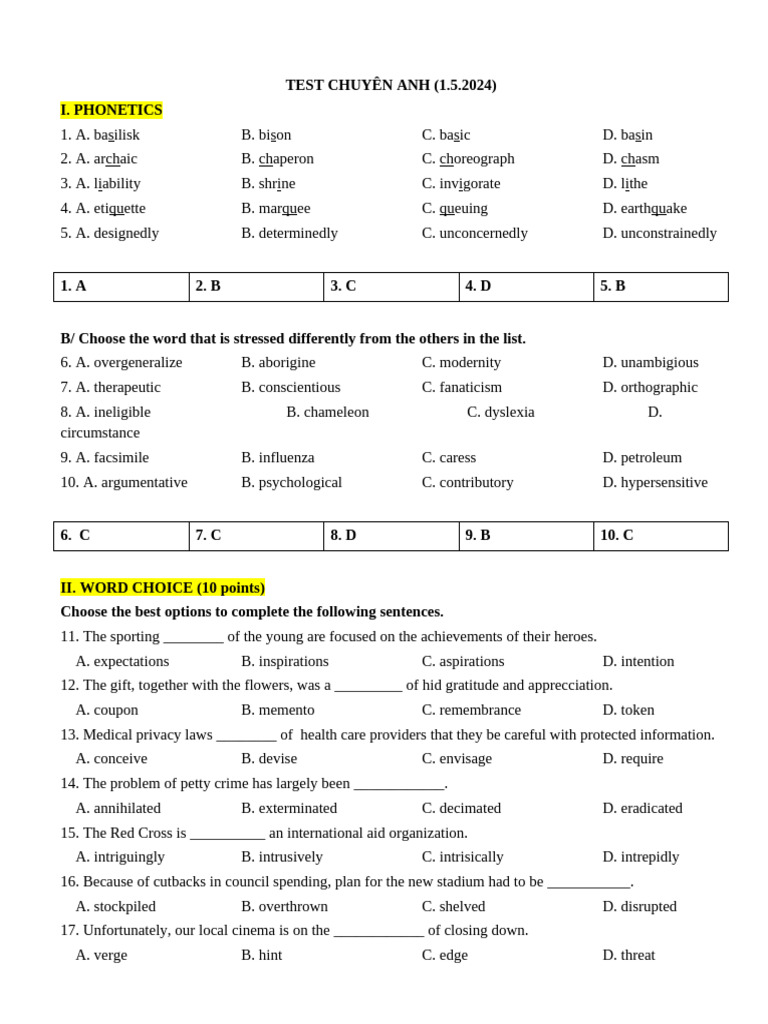 Phonetics and Vocabulary Test Guide | PDF | Oceans | Postage Stamp
